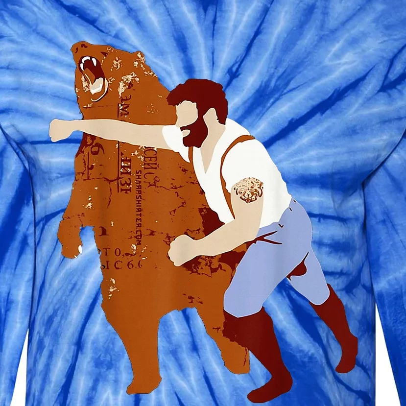 Guy Punching Bear Tie-Dye Long Sleeve Shirt