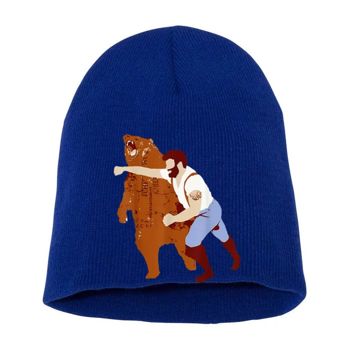 Guy Punching Bear Short Acrylic Beanie