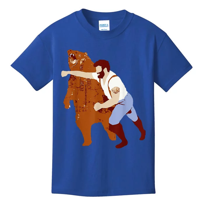 Guy Punching Bear Kids T-Shirt