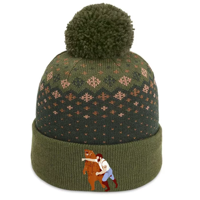 Guy Punching Bear The Baniff Cuffed Pom Beanie