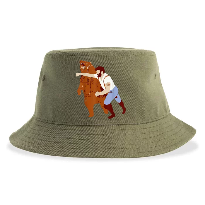 Guy Punching Bear Sustainable Bucket Hat