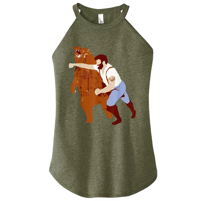 Guy Punching Bear Women’s Perfect Tri Rocker Tank