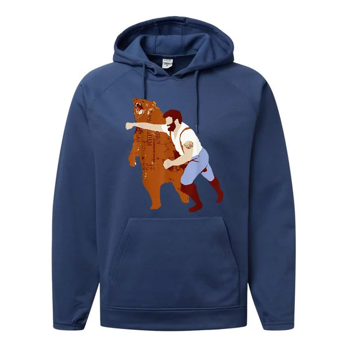 Guy Punching Bear Performance Fleece Hoodie