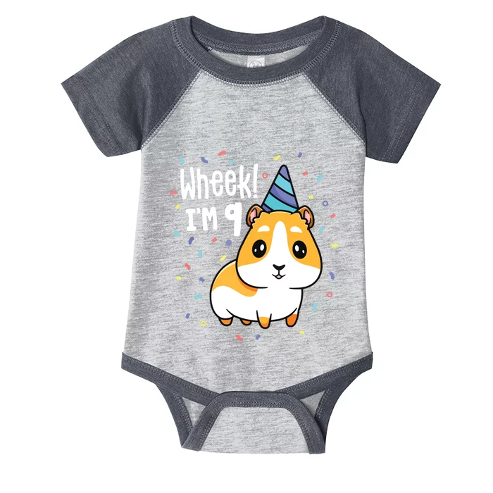 Guinea Pig Birthday Party Wheek Kids 9 Year Old 9th Outfit Infant Baby Jersey Bodysuit