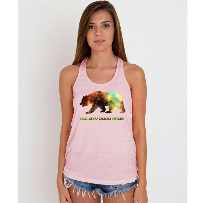 Galaxy Papa Bear Cool Impressive Birthday Gift Women's Knotted Racerback Tank