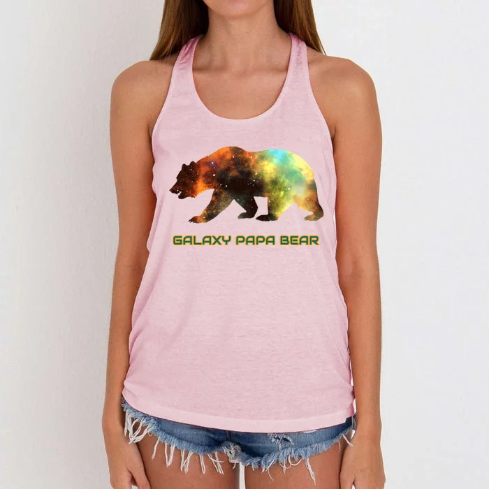 Galaxy Papa Bear Cool Impressive Birthday Gift Women's Knotted Racerback Tank