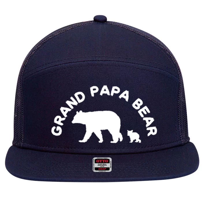 Grand Papa Bear With 1 One Cub Grandpa Grandfather Gift 7 Panel Mesh Trucker Snapback Hat