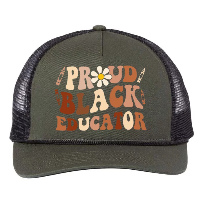 Groovy Proud Black Educator African Pride Black History Retro Rope Trucker Hat Cap