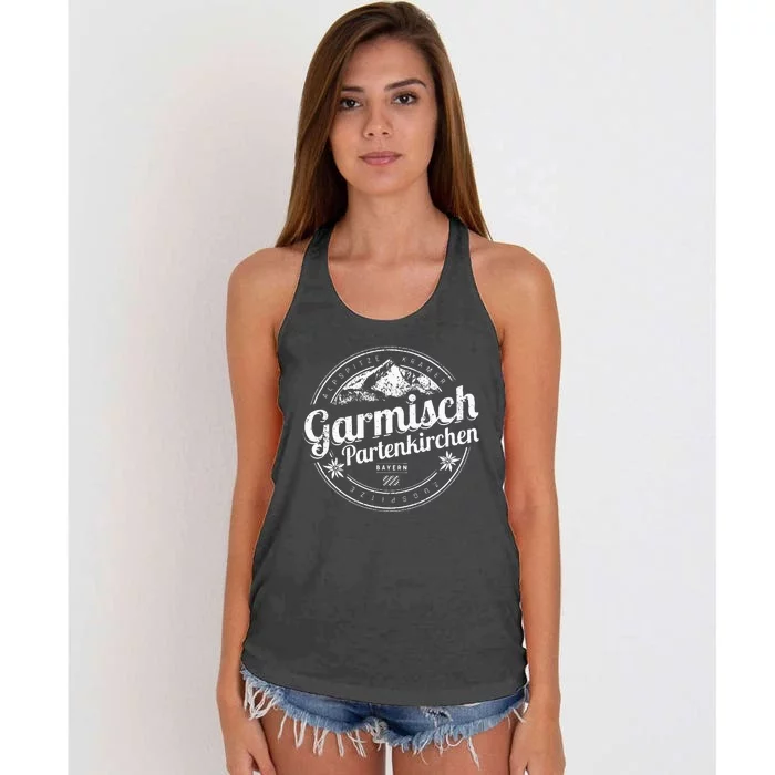 Garmisch Partenkirchen Bavaria Vintage Alps Germany Souvenir Women's Knotted Racerback Tank