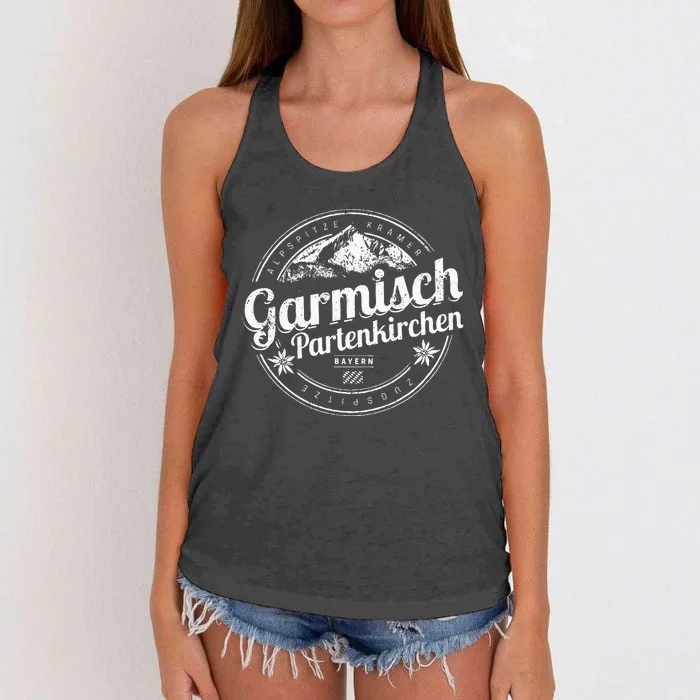 Garmisch Partenkirchen Bavaria Vintage Alps Germany Souvenir Women's Knotted Racerback Tank