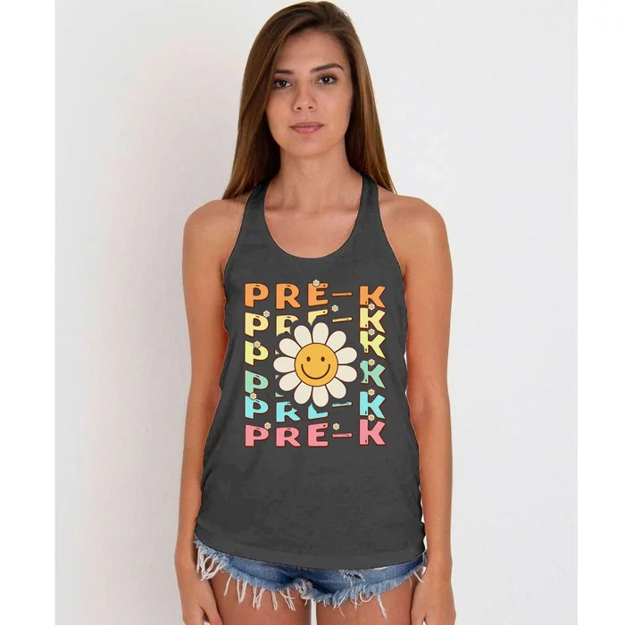 Groovy Prek Back To School Funny First Day Of Prek Women's Knotted Racerback Tank