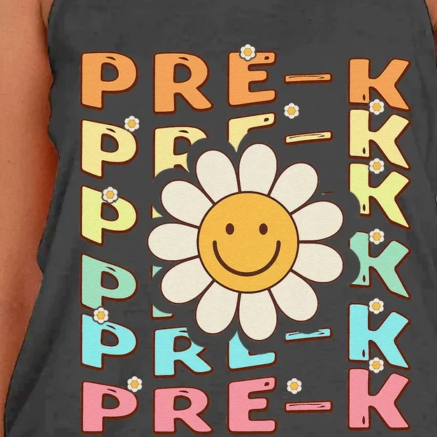 Groovy Prek Back To School Funny First Day Of Prek Women's Knotted Racerback Tank