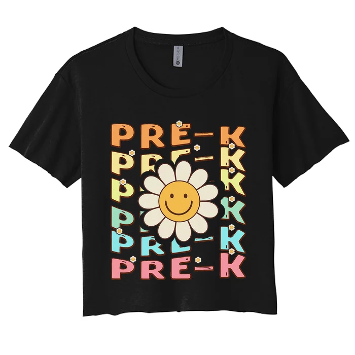 Groovy Prek Back To School Funny First Day Of Prek Women's Crop Top Tee