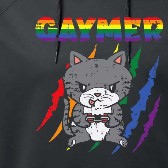 Gaymer Purride Cat Video Game Gamer Lgbtq Performance Fleece Hoodie