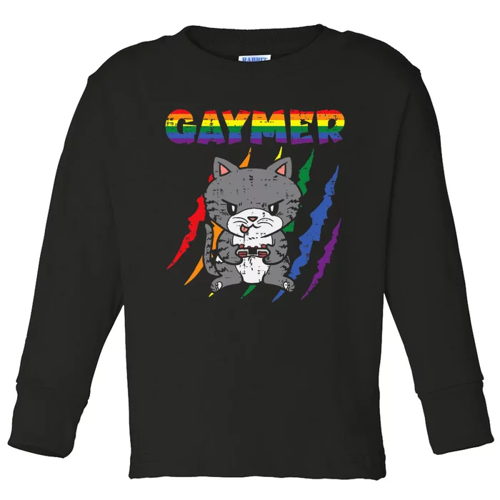 Gaymer Purride Cat Video Game Gamer Lgbtq Toddler Long Sleeve Shirt