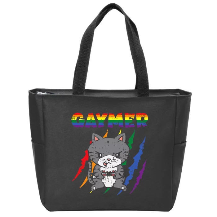 Gaymer Purride Cat Video Game Gamer Lgbtq Zip Tote Bag