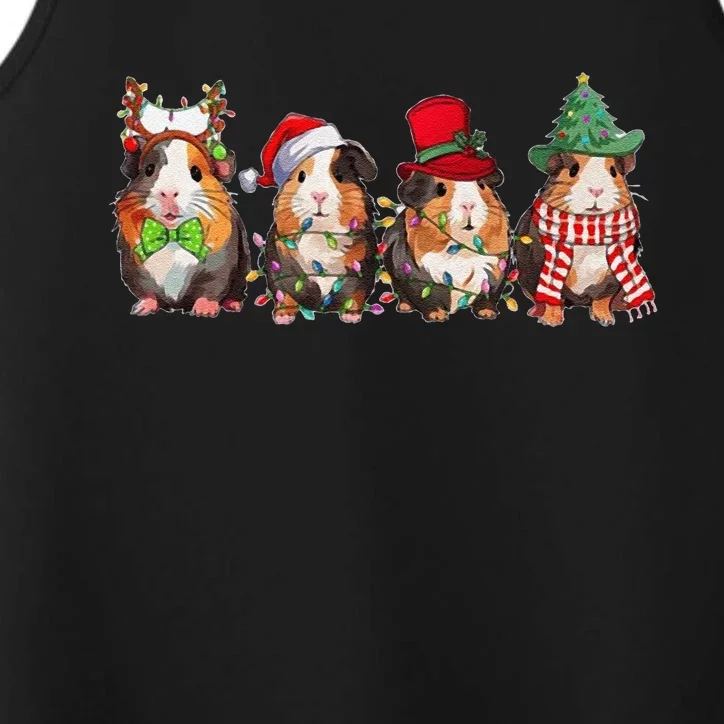 Guinea Pig Christmas Funny Cute Cavy Santa Hat Family Holiday Performance Tank