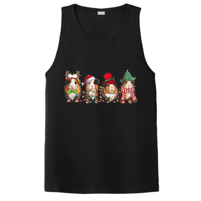 Guinea Pig Christmas Funny Cute Cavy Santa Hat Family Holiday Performance Tank