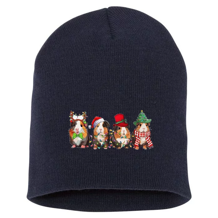 Guinea Pig Christmas Funny Cute Cavy Santa Hat Family Holiday Short Acrylic Beanie