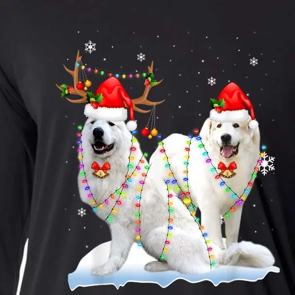 Great Pyrenees Christmas Tree Lights Reindeer Santa Xmas Cooling Performance Long Sleeve Crew