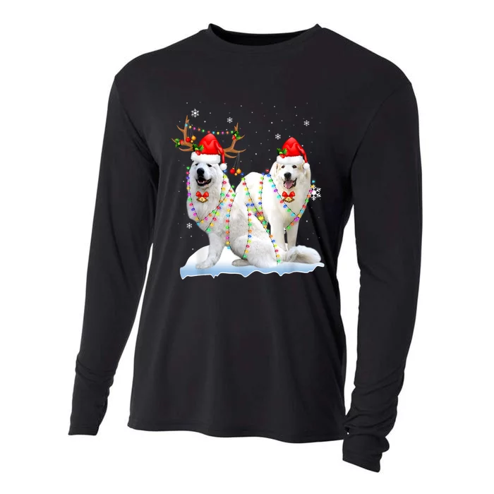 Great Pyrenees Christmas Tree Lights Reindeer Santa Xmas Cooling Performance Long Sleeve Crew