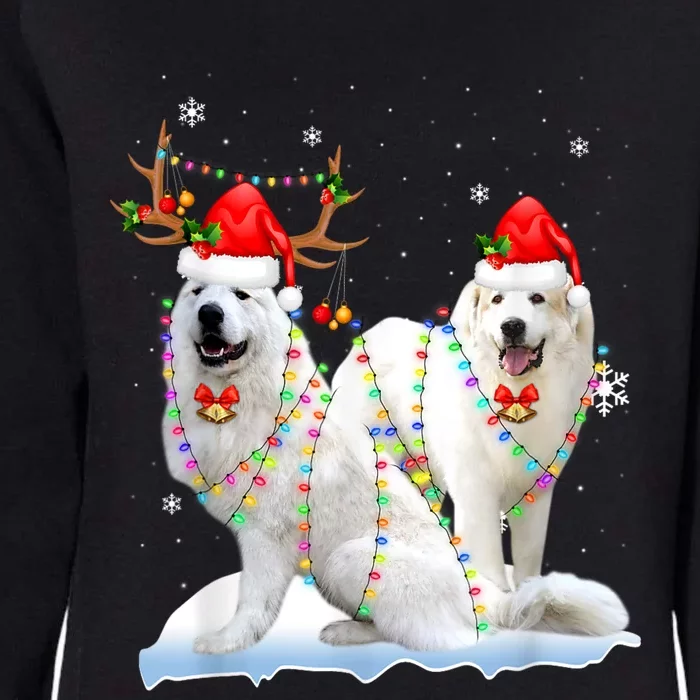 Great Pyrenees Christmas Tree Lights Reindeer Santa Xmas Womens California Wash Sweatshirt