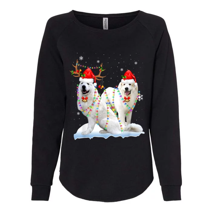 Great Pyrenees Christmas Tree Lights Reindeer Santa Xmas Womens California Wash Sweatshirt