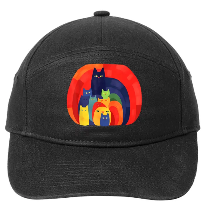 Gay Pride Cat LGBT Cats Pile Cute Anime Rainbow 7-Panel Snapback Hat