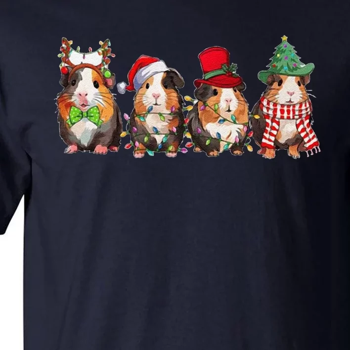 Guinea Pig Christmas Funny Cute Cavy Santa Hat Family Holiday Tall T-Shirt