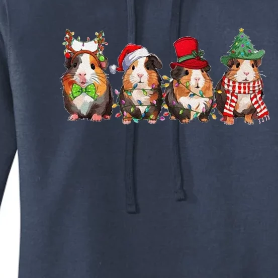 Guinea Pig Christmas Funny Cute Cavy Santa Hat Family Holiday Women's Pullover Hoodie