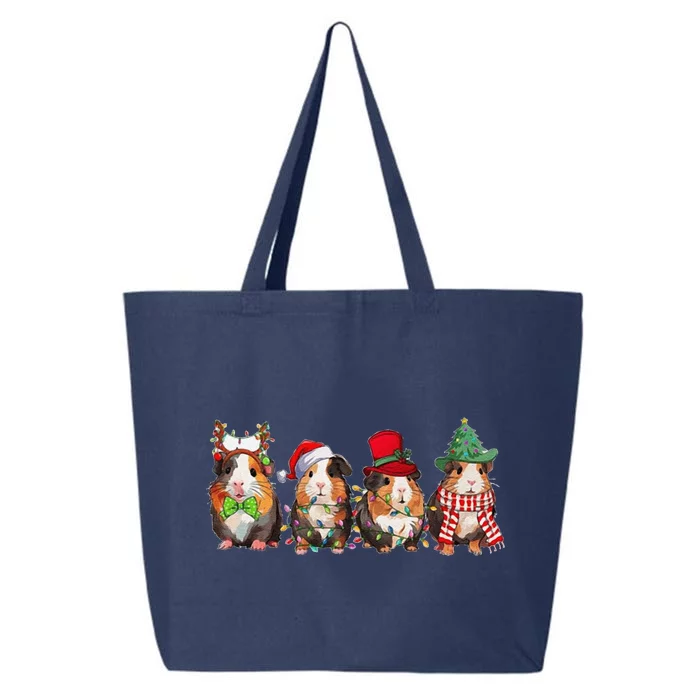 Guinea Pig Christmas Funny Cute Cavy Santa Hat Family Holiday 25L Jumbo Tote