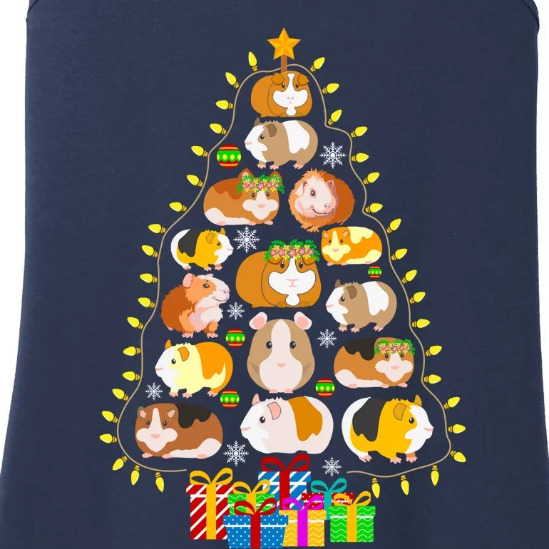 Guinea Pig Christmas Tree Funny Guinea Pig Christmas Lights Guinea Pig Christmas Ladies Essential Tank