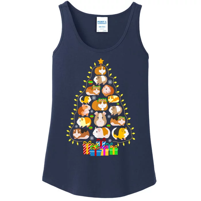 Guinea Pig Christmas Tree Funny Guinea Pig Christmas Lights Guinea Pig Christmas Ladies Essential Tank