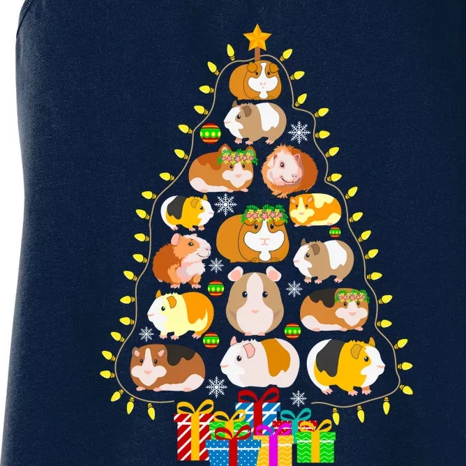 Guinea Pig Christmas Tree Funny Guinea Pig Christmas Lights Guinea Pig Christmas Women's Racerback Tank