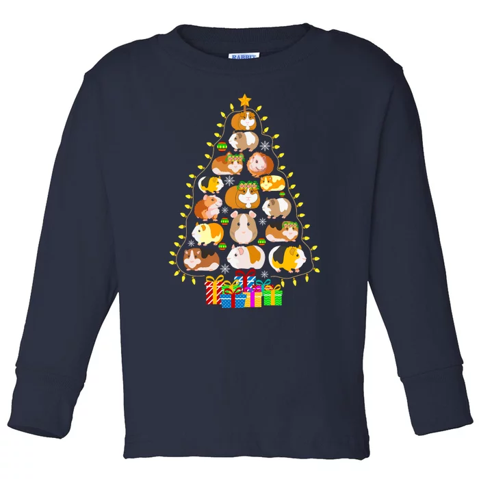 Guinea Pig Christmas Tree Funny Guinea Pig Christmas Lights Guinea Pig Christmas Toddler Long Sleeve Shirt