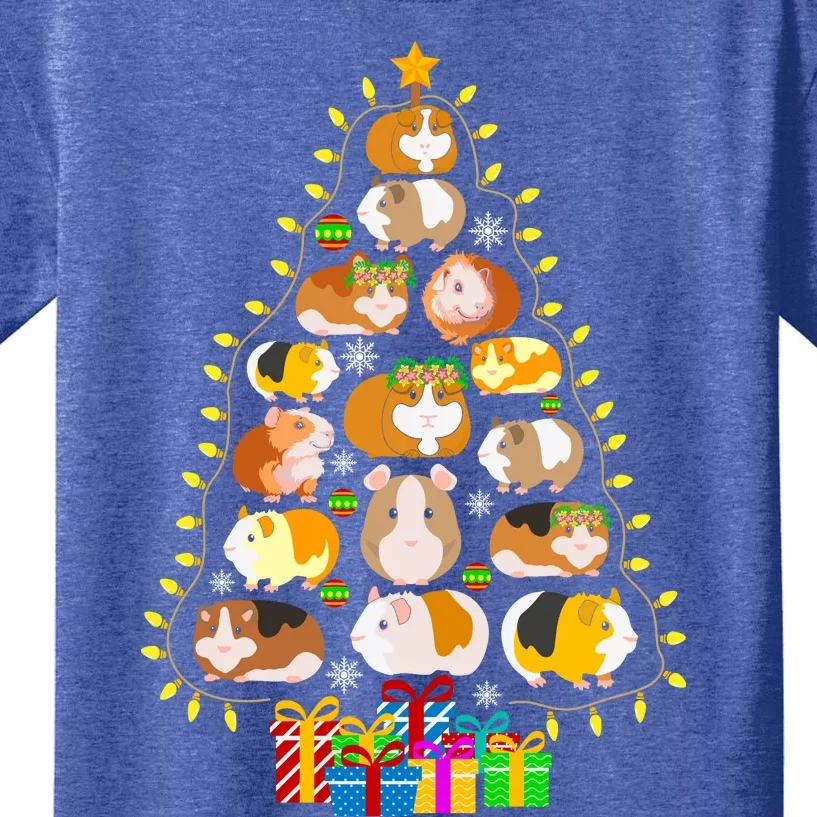 Guinea Pig Christmas Tree Funny Guinea Pig Christmas Lights Guinea Pig Christmas Kids T-Shirt