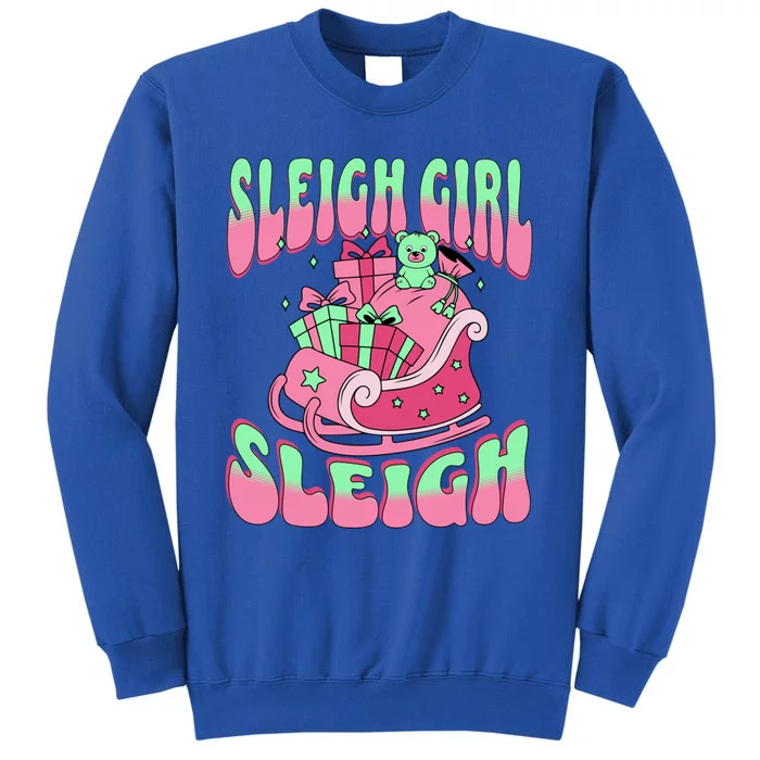 Groovy Pink Christmas Sleigh Sleigh Funny S Xmas Gift Tall Sweatshirt