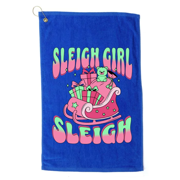 Groovy Pink Christmas Sleigh Sleigh Funny S Xmas Gift Platinum Collection Golf Towel