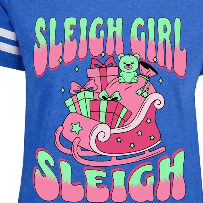 Groovy Pink Christmas Sleigh Sleigh Funny S Xmas Gift Enza Ladies Jersey Football T-Shirt