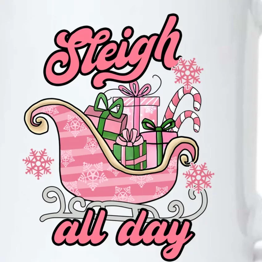 Groovy Pink Christmas Sleigh Tees Sleigh Xmas All Day Gift Black Color Changing Mug