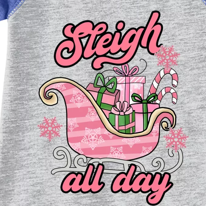 Groovy Pink Christmas Sleigh Tees Sleigh Xmas All Day Gift Infant Baby Jersey Bodysuit