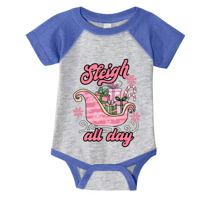 Groovy Pink Christmas Sleigh Tees Sleigh Xmas All Day Gift Infant Baby Jersey Bodysuit