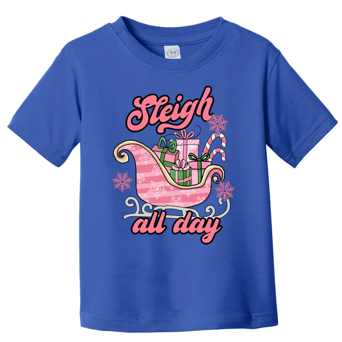 Groovy Pink Christmas Sleigh Tees Sleigh Xmas All Day Gift Toddler T-Shirt