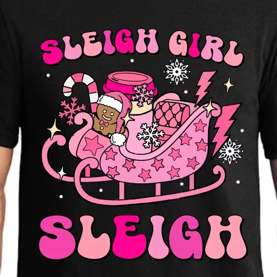 Groovy Pink Christmas Coffee Sleigh Sleigh Xmas Holiday Cool Gift Pajama Set