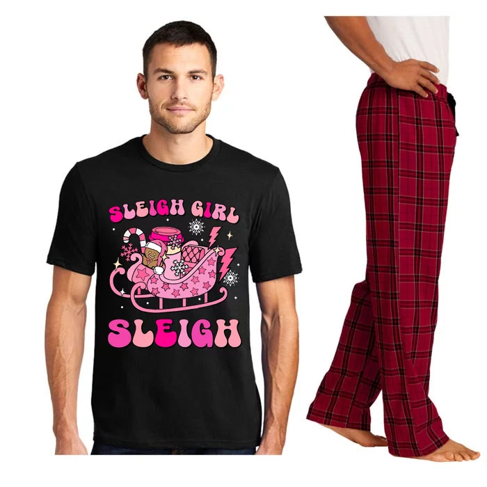 Groovy Pink Christmas Coffee Sleigh Sleigh Xmas Holiday Cool Gift Pajama Set