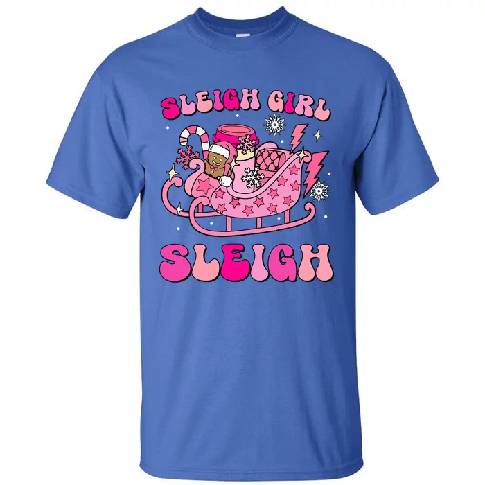 Groovy Pink Christmas Coffee Sleigh Sleigh Xmas Holiday Cool Gift Tall T-Shirt