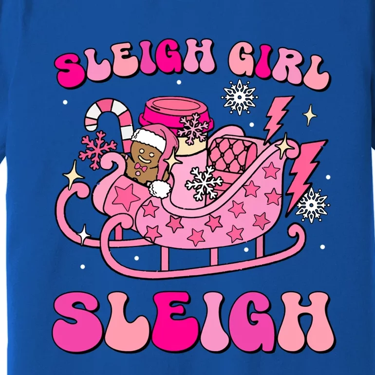 Groovy Pink Christmas Coffee Sleigh Sleigh Xmas Holiday Cool Gift Premium T-Shirt