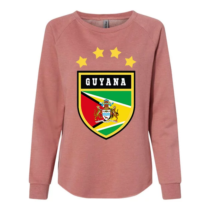 Guyana Pocket Coat Of Arms National Pride Flag Womens California Wash Sweatshirt