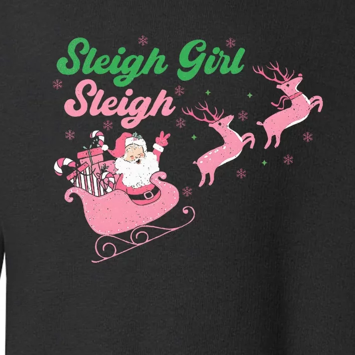 Groovy Pink Christmas Coffee Sleigh Girl Sleigh Xmas Holiday Toddler Sweatshirt