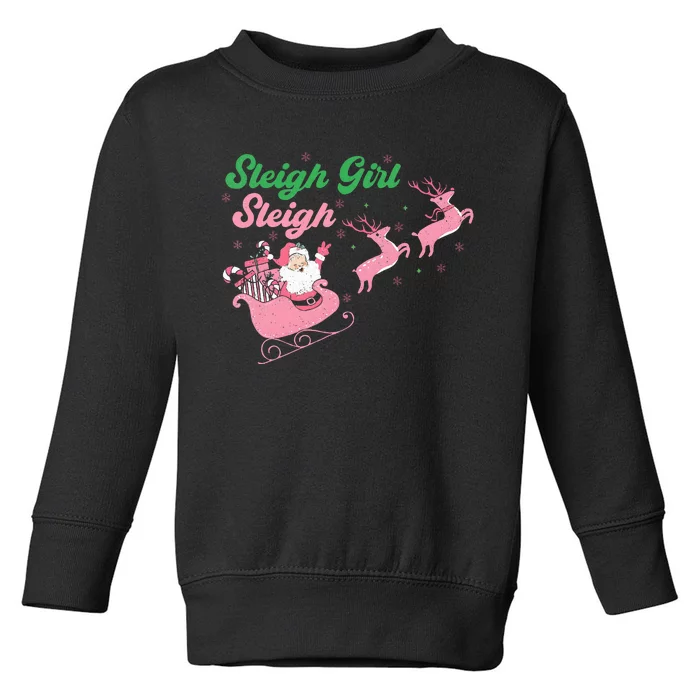 Groovy Pink Christmas Coffee Sleigh Girl Sleigh Xmas Holiday Toddler Sweatshirt